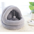 lit de chat en peluche lit pour animaux de compagnie gris boule en peluche